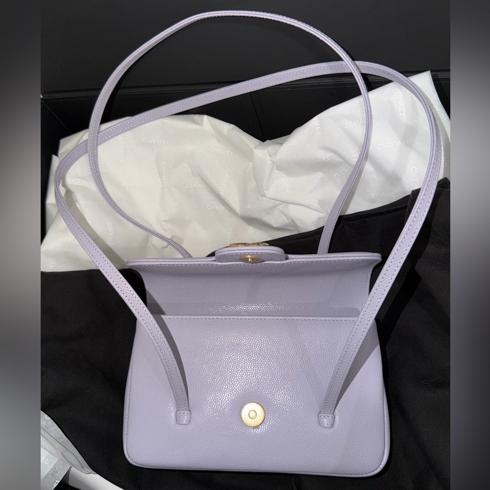 Chanel 26S Preppy Coco Mini Purple Caviar Leather Gold CC Logo Shoulder Bag - Picture 13 of 16